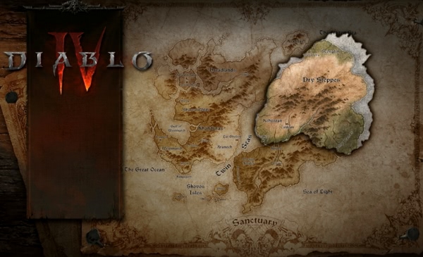 Größe und Gebiete von Sanktuario in Diablo 4