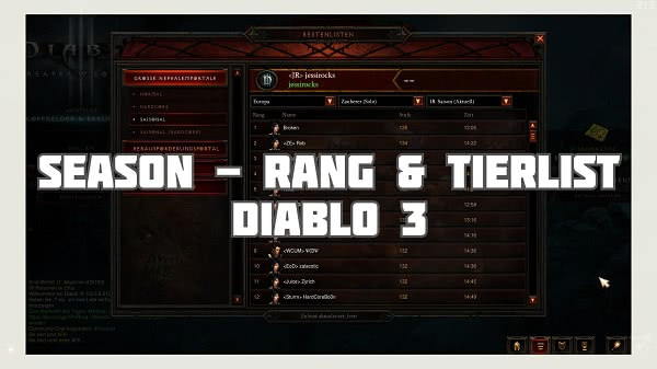Rangliste und Tierlist für Diablo 3